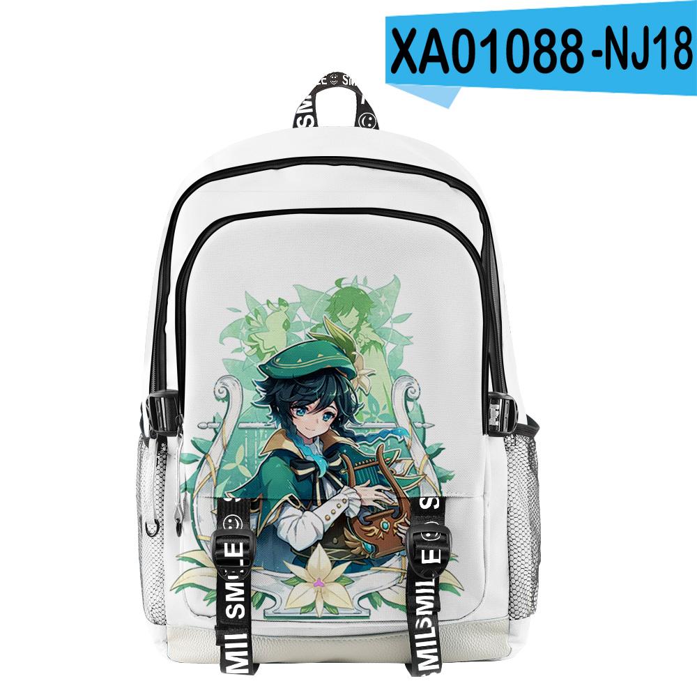 Classico Popolare Genshin Impact Venti Stampa 3D Zaini Scolastici Unisex Oxford Impermeabile Quaderno Multifunzione Zaino da Viaggio