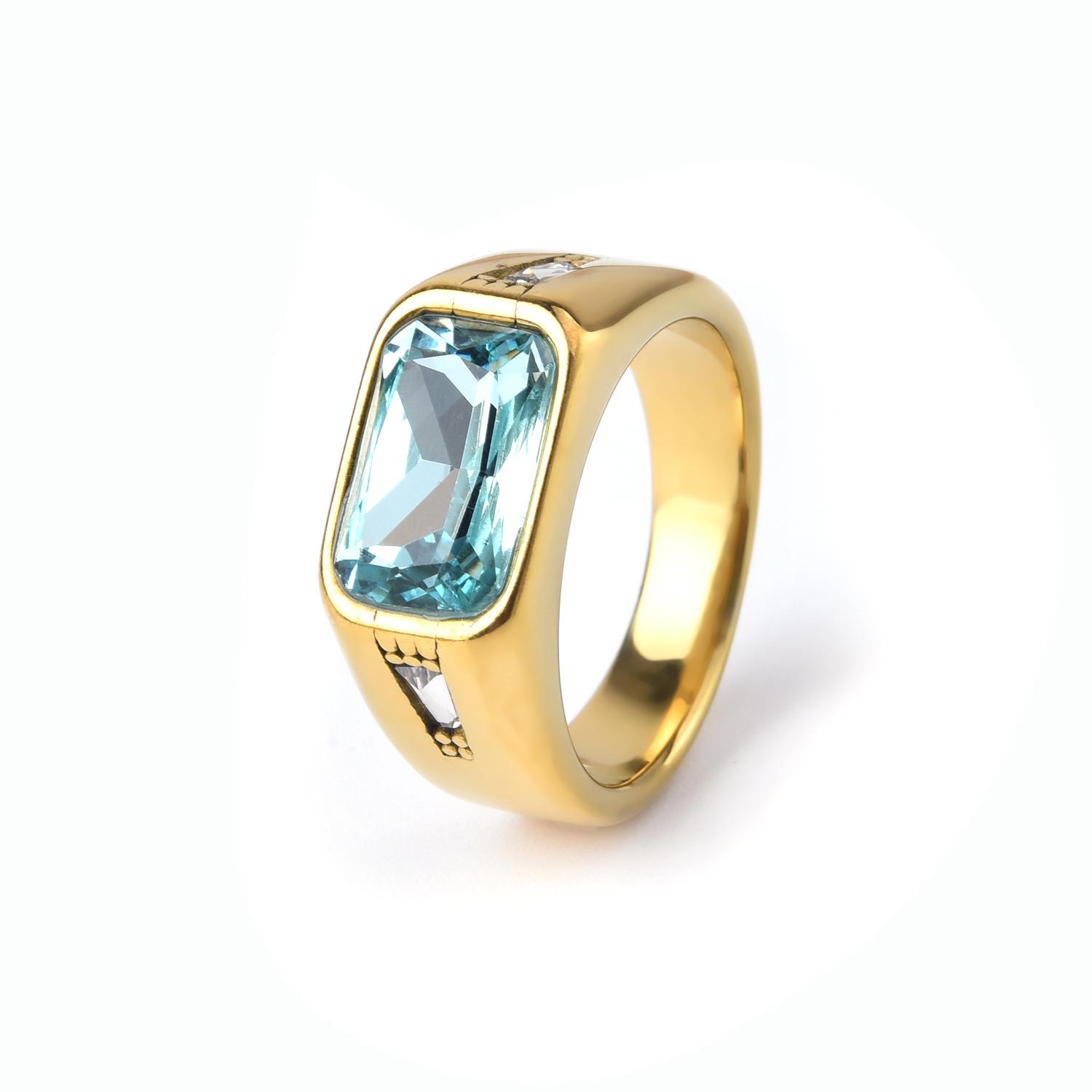 

1pc Man/Women Gemstone Style Wedding Titanium Steel Ring,Fashion Men s 316LStainless Steel Lightweight and Compact Ring 12 небо синє кольору