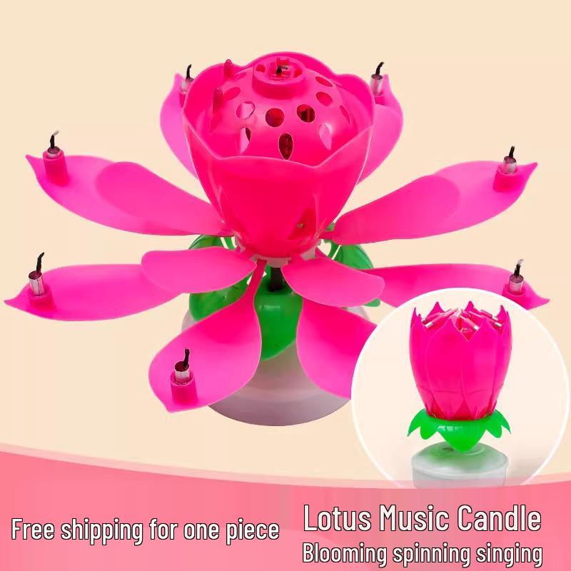 Lotus Rotating Music Birthday Candle for Cake