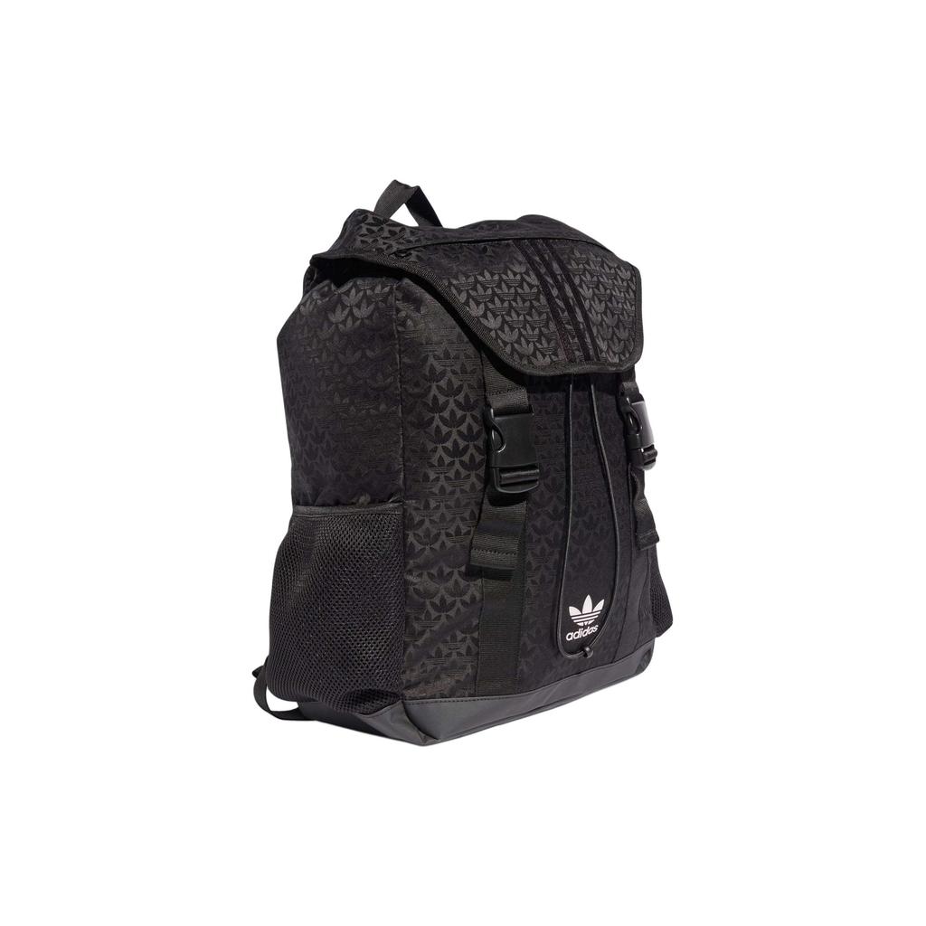 Adidas Originals All Over Logo Print Fabric Backpack Unisex Backpacks Black White IT7353