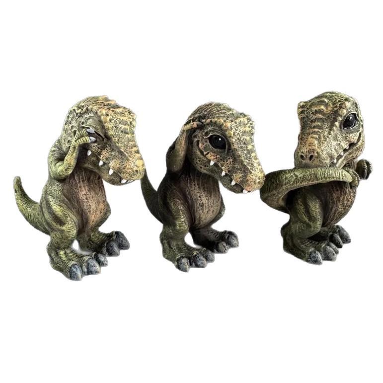 New resin statue ornament, cute and creative decoration, don't listen, don't look, don't say Tyrannosaurus rex desktop decoration