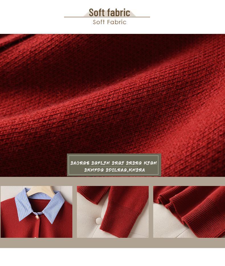 Elegant Knit Cardigan with Shirt Collar - Fashionable Two-Piece Style for Spring & Autumn 2026