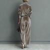 2025 Autumn/Winter Women's High-End Fashion Knit Two-Piece Set: Long Sleeve Top & Wide-Leg Pants
