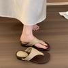 Pantoletten mit dickem Absatz Damen Oberbekleidung Sommer neu Koreanische Flip-Flops Zehensandalen Feenwind Französische schöne Sandalen