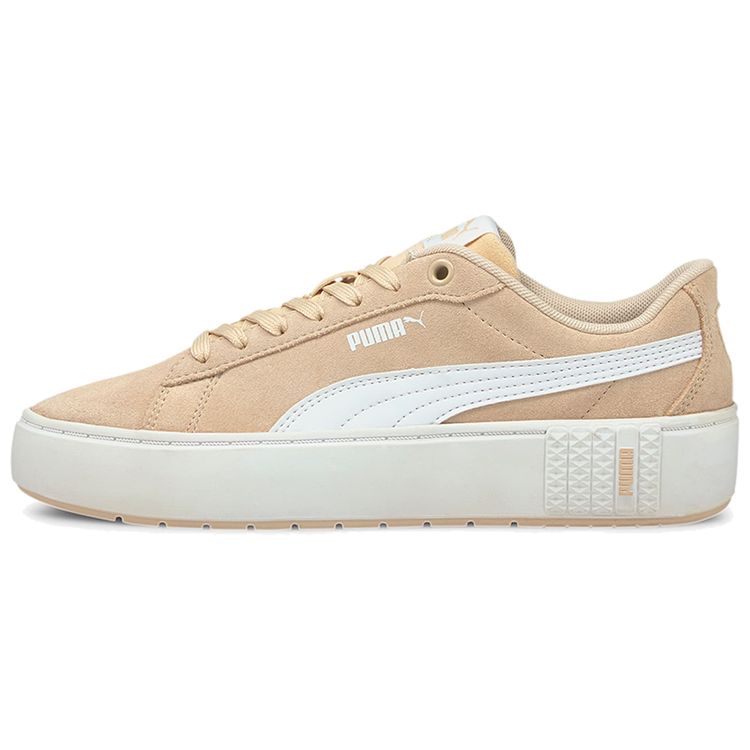 Puma Smash Platform V2 Suede Low-Top Sneakers Women Sneakers Khaki White 373037-06