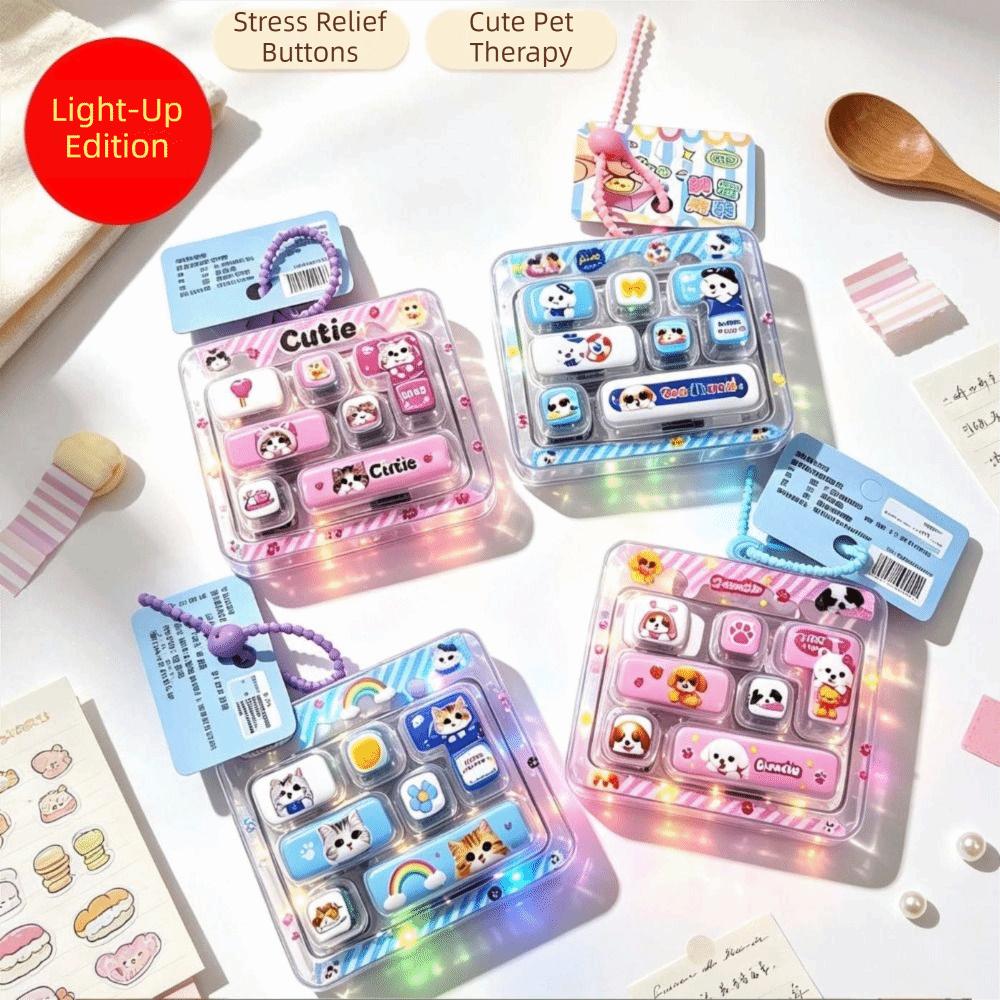 Cute Design Decompression Button Toy 7-Key Keyboard Keychain Kids Bag Pendant
