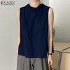 ZANZEA Women Summer Casual Round Neck Loose Sleeveless Tank Tops