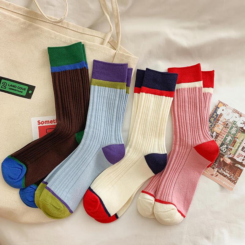 Носки в рубчик с пэчворком LCsanyp (5 пар) One Size