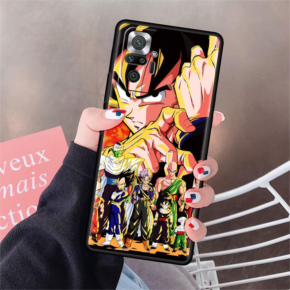 Luxury Black Phone Case For Xiaomi Redmi Note 11 10 9 8 7 Pro 9S 9A 9C 10s 8T K40 10C 10S Funda Cover Beerus Dragons Anime