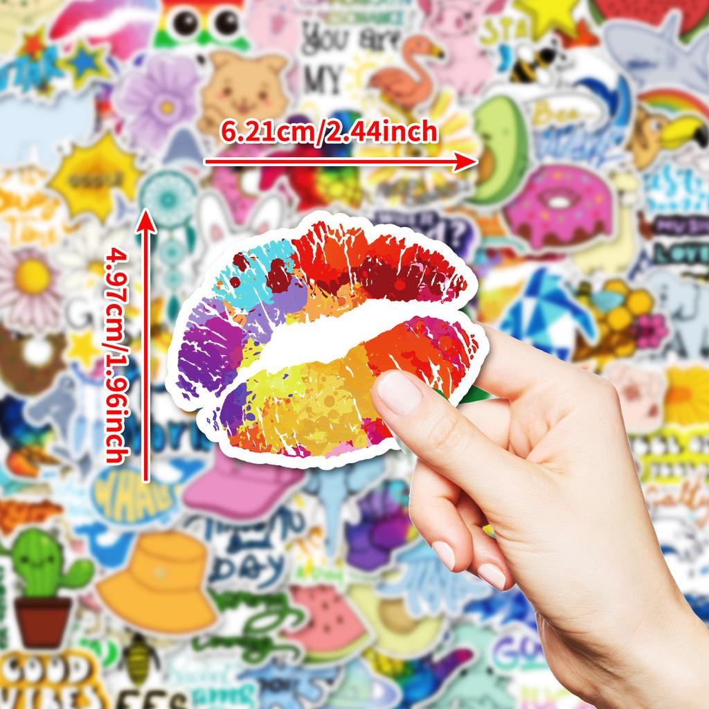 100 Creative Hand-painted Lip Stickers for White Rabbit Watermelon Chrysanthemum Mixed and Match Without Repeating Stickers