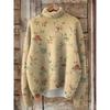 Womens Christmas Print High Neck Sweater Loose Fit Casual Long Sleeve Top