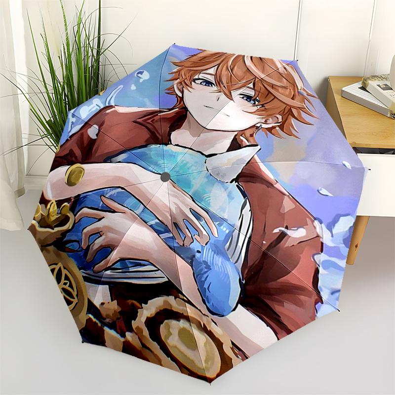 

1pc Outdoor Umbrella with Anime Character Design - Automatic Opening/Closing, Portable 3-Fold Design, 8-Bone Iron Frame - Perfect Gift for Fans,
