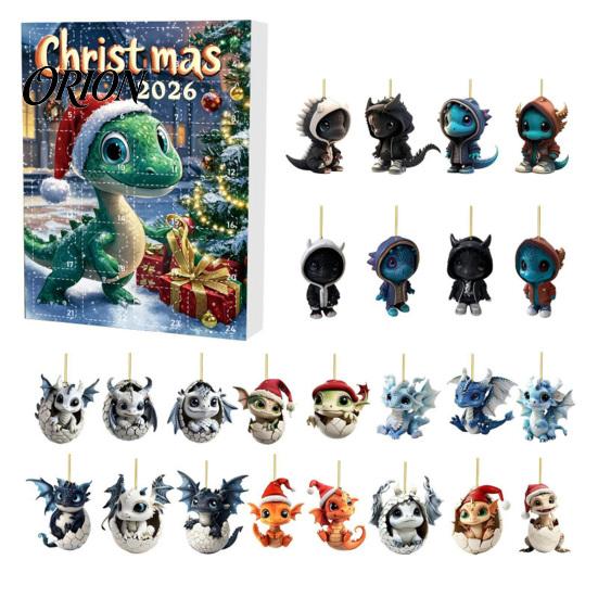 Exquisite Christmas Gift Box Dragon Advent Calendars 2026, 24 Days Countdown Calendar with Acrylic Hanging Ornaments Ornaments, Collectible