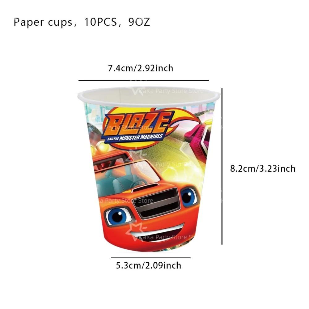 Blaze Monster Balloons Machines Race Car Birthday Party Decoration Tableware Tablecloth Plate Cup Napkin Bag Racing Party Favors