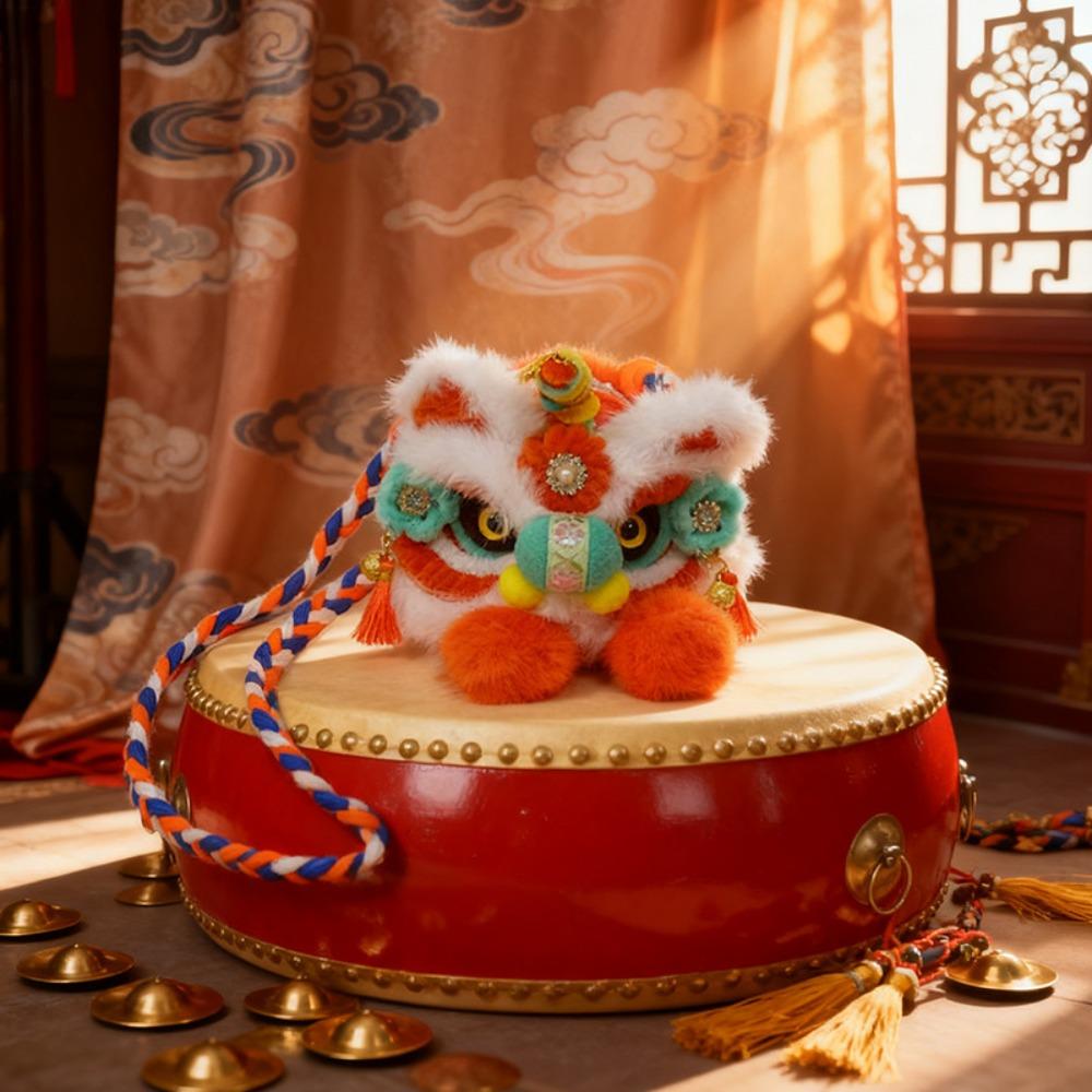 Creative Gift Handmade Kintted New Year Shoulder Bag Red Color Spring Festival Coin Purse Personality Children's Lion Bag