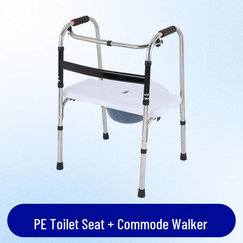 Stainless Steel Folding Walker for Elderly - Outdoor Assistive Cart