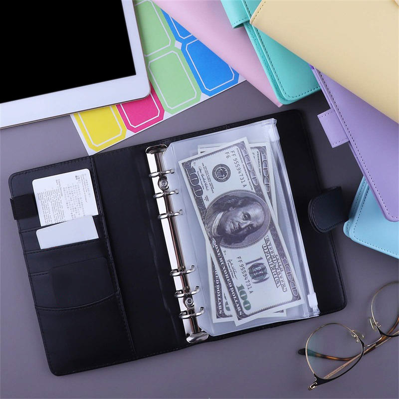 Raccoglitore economico A6 con 12 buste per contanti, raccoglitore per notebook in pelle PU colorata con 12 tasche per raccoglitore A6