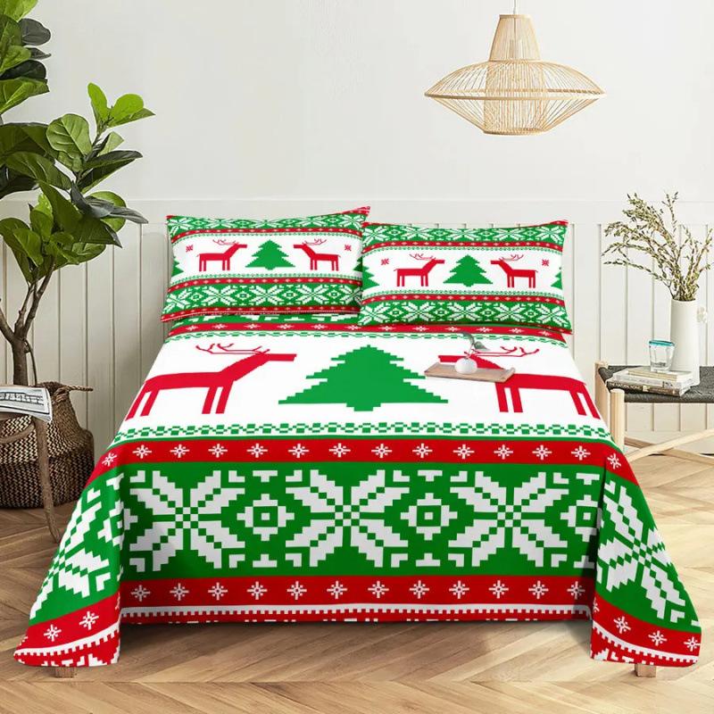 Santa Claus Three Piece Bedding Reindeer Christmas Decoration Quilt Cover