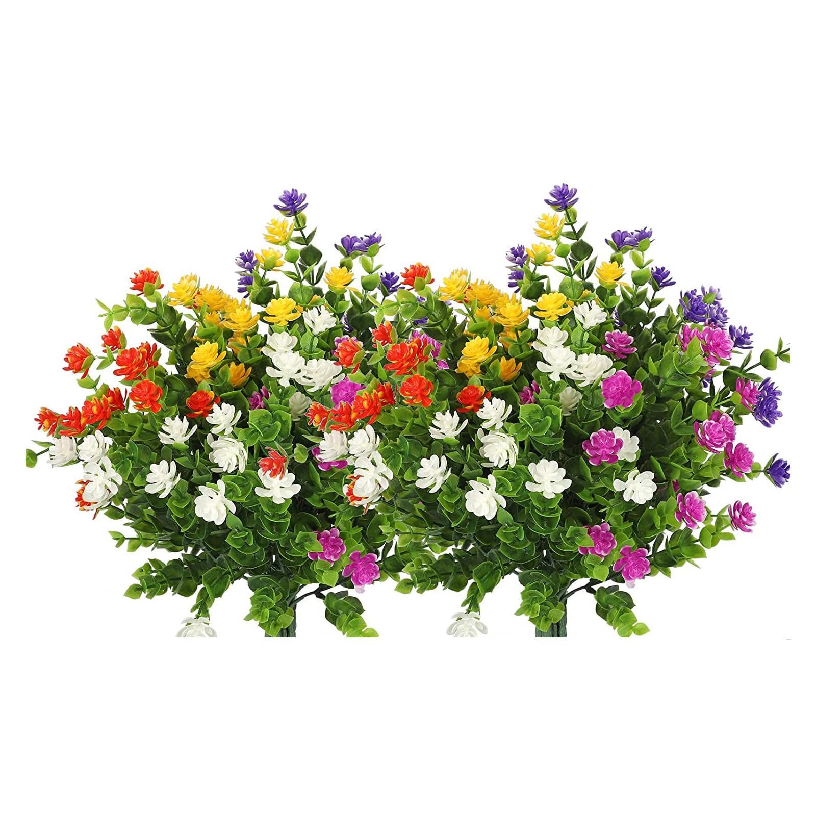 

6 связок искусственных цветов, уличные цветы, устойчивые к ультрафиолетовому излучению кустарники для подвешивания в саду, на крыльце, в оконной коробке жёлтый