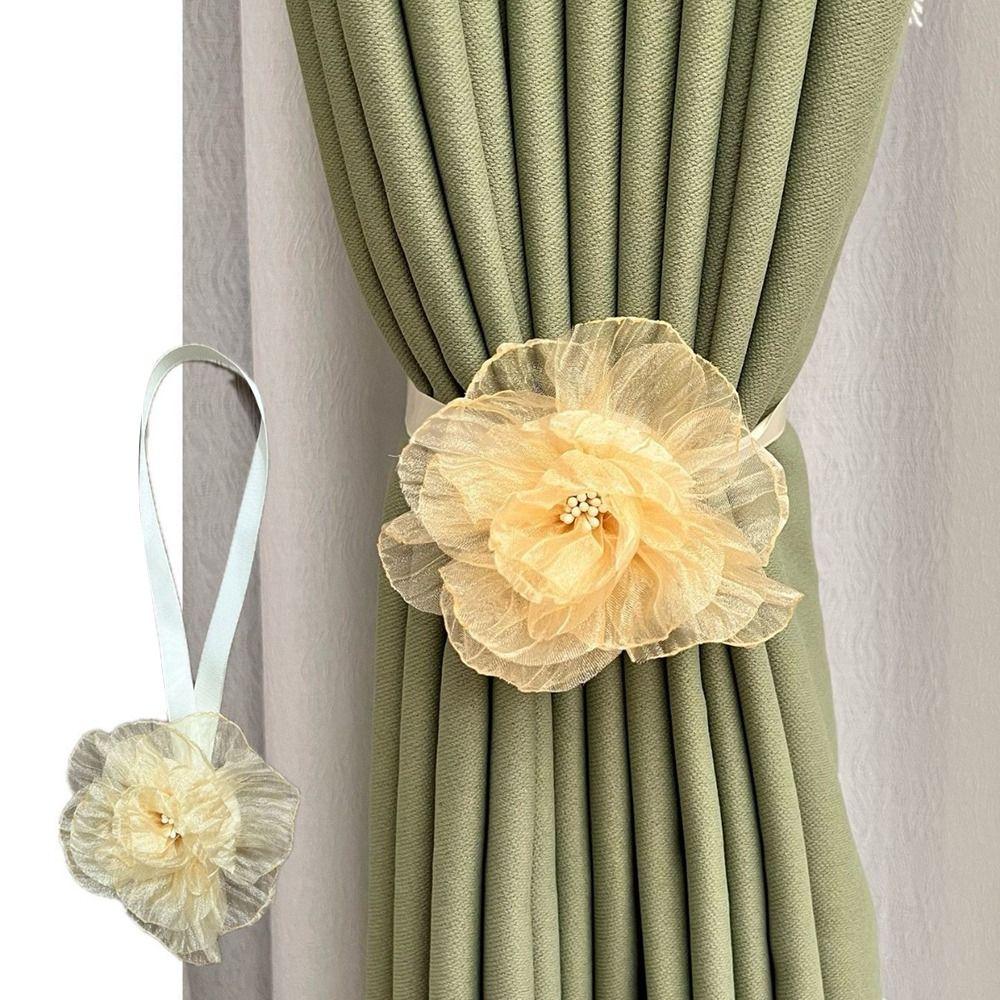 Flower Shape Curtain Buckles No Punching Curtain Strap Modern Curtain Hanging Rope  Home Decoration