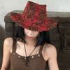 Adjustable Wide Brim Sun Hat Y2k Plaid Knight Hat Vintage Western Cowboy Hat  for Male Female