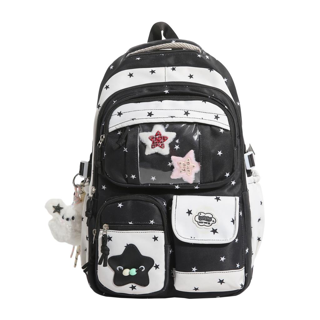Schoolbag1011ins new high-value fresh and sweet contrasting splicing backpack junior high school students lightweight travel backpack
