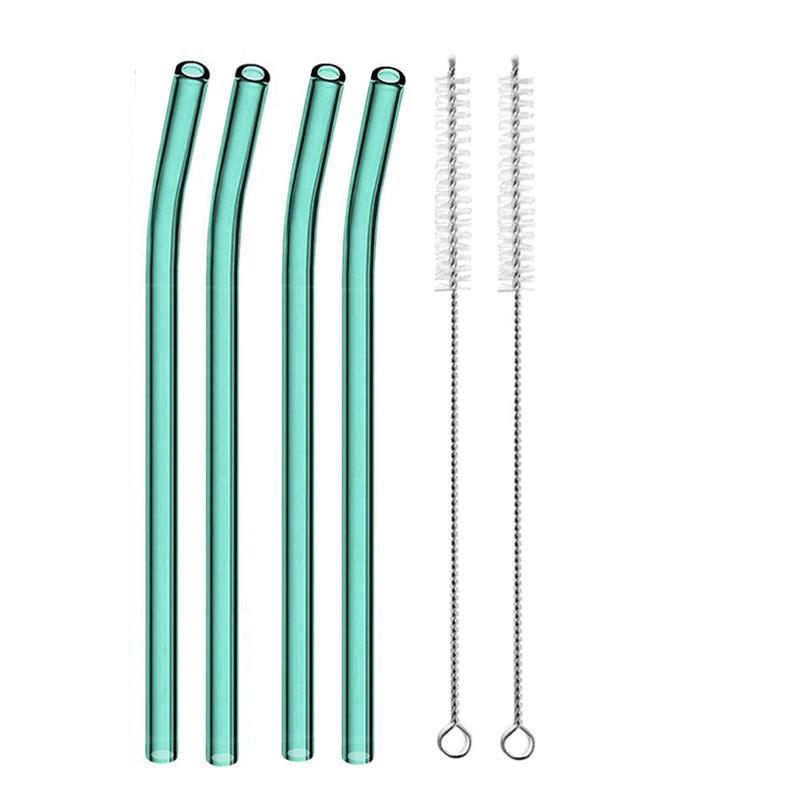 4 szt. 20 cm Szklane Słomki do Picia Wielokrotnego Użytku Kolorowe Szklane Słomki do Napojów Sok Ekologiczne Słomki Koktajlowe Barowe Naczynia do Picia