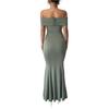 Elegant Off,shoulder Short,sleeved Color Dress For Women