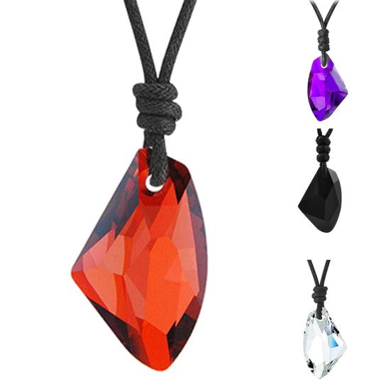 Fashion Men Women Faux Crystal Pendant Adjustable Rope Necklace Jewelry Gift