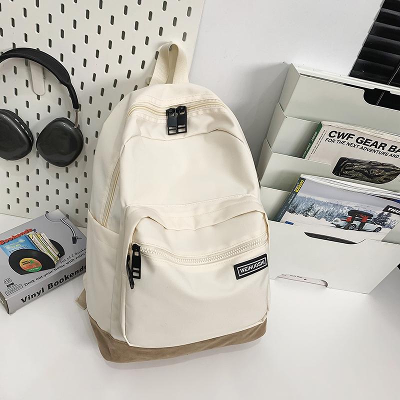 Women's Color Block Backpack Student School Bag Men's Lightweight Large Capacity Travel Backpack