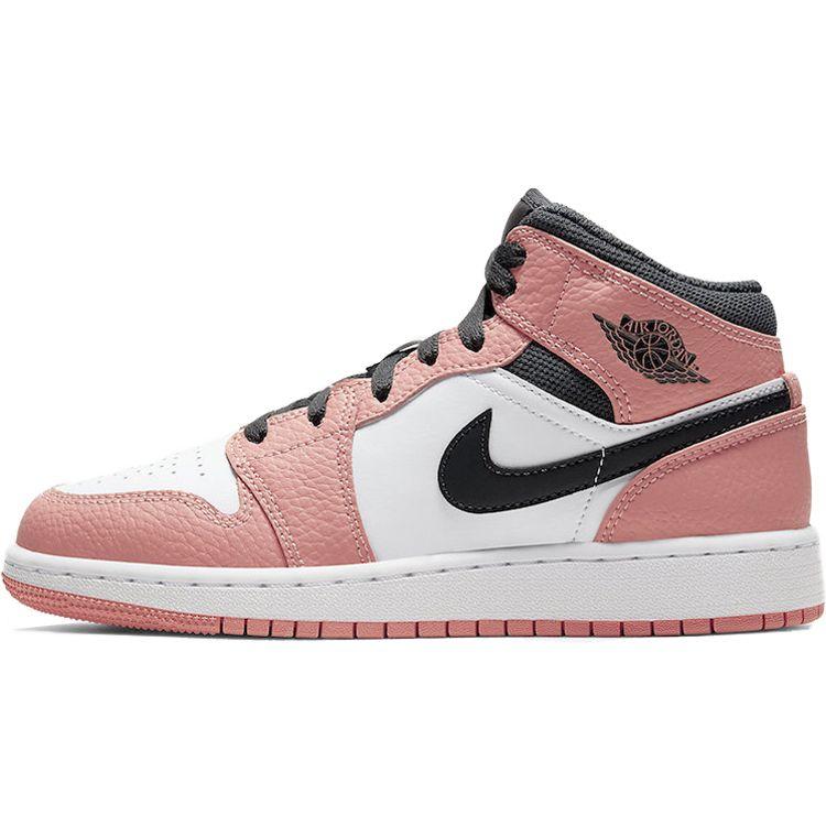 

Детские кроссовки Air Jordan 1 Mid GS Pink Quartz Dark-Smoke-Grey White 555112-603