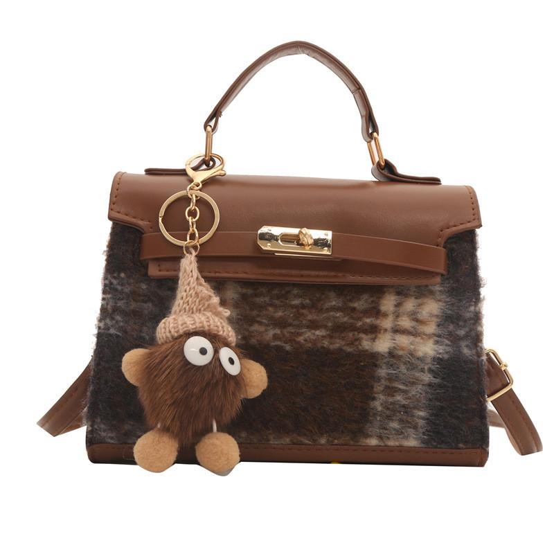 Fashionable Plaid Color Block Shoulder Crossbody Bag Women Bags2024 Street Style