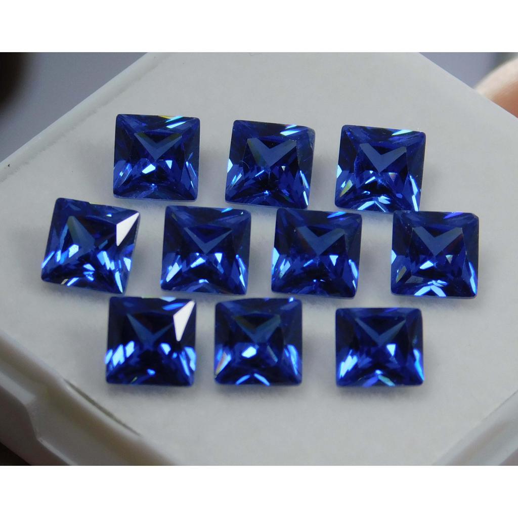 Blue Sapphire Square Cut 10 PCS 7x5 mm Natural CERTIFIED Loose Gemstone Lot MULTTIQ134