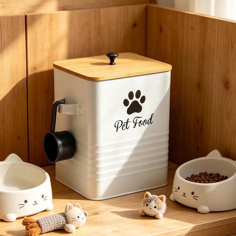 Airtight Pet Food Storage Container Moistureproof Dog Treat Jar Large Capacity Organizer for Dog and Cat Food Feeding Area