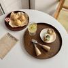Vintage Round Serving Tray Wooden Wood Platte Tea Food Tray Breakfast Dinner Bathroom Organization Multi Purpose Storage Trays