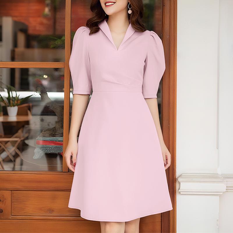 

ZANZEA Женское летнее повседневное платье с V-образным вырезом и коротким рукавом S розовый