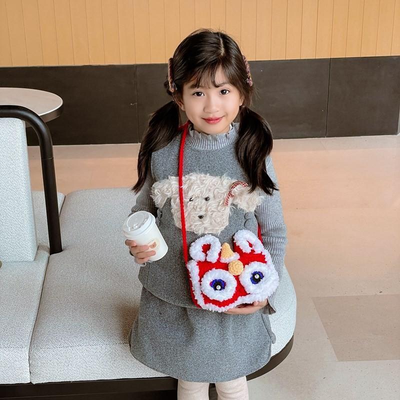 Charming Crocheted Handmade Lion Coin Purse In Bright Red For Kids Nursery