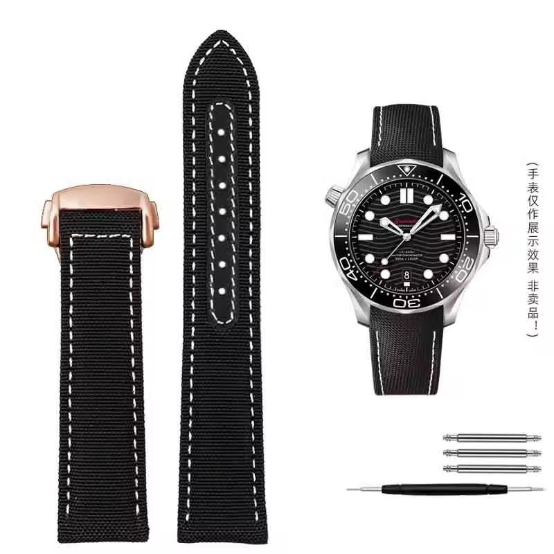 19mm 20mm Watch Band For Omega Speedmaster Snoopy 310 Canvas Cowhide Bottom Watch Strap New Seahorse AT150 Nylon Watch Straps