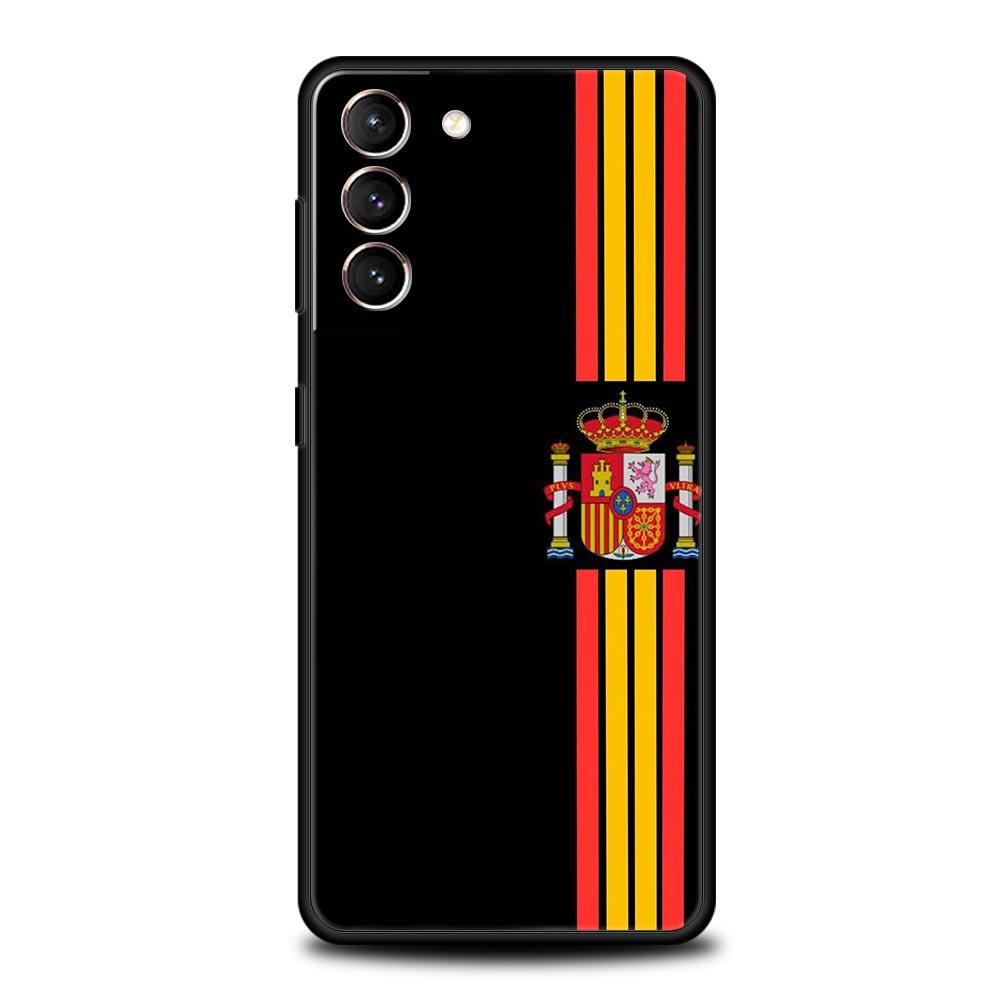Soft TPU Phone Case For Samsung Galaxy S25 S24 S23 S22 S21 Ultra S20 FE 5G S10 S10E Plus Spain Bull Flag Black Cover