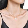 Women's Trendy Evil Blue Eye Pendant Necklaces Gift, Gold Color Stainless Steel Thin Chain Necklace Eyes Amulet Pendant Collar