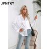 JPNTKY Women's Fashion Casual Solid Color Print Long Sleeve POLO Neck Blouses & Shirts