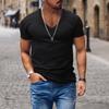 Men's Short Sleeve V-neck T-shirt Solid Color Casual T-shirt Short Sleeve