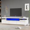 Elegante Móvel de TV de Alto Brilho 160x39x42cm – Branco com Iluminação LED de 16 Cores – Espaço para TV de 70 Polegadas – Inclui 3 Gavetas, Suporte de TV de Alto Brilho