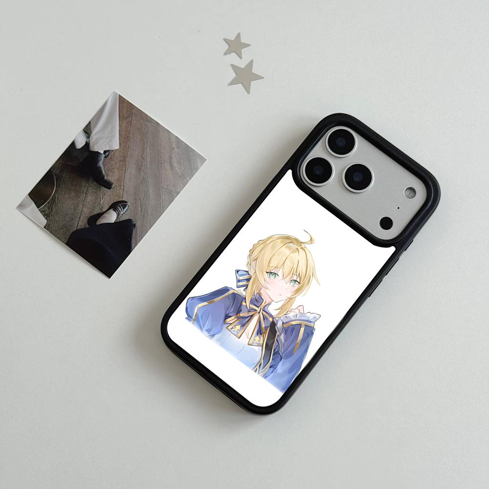 Anime Fate S-Sabe Handyhülle für iPhone 17 Air 16 15 14 Plus 13 12 11 Pro Max Zweifarbig Hart-PC Mode Schutzhülle