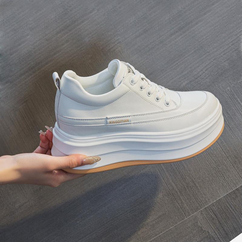 Spring and Autumn Women's Shoes New Wedge Heel Muffin Thick Sole Inner Height Increase Small Casual Single Shoes