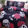Luxury Comforter Bedding Set Halloween Gifts Bed Cover Set 100% Microfiber Fabric Rose Skull Reactive Printing California King