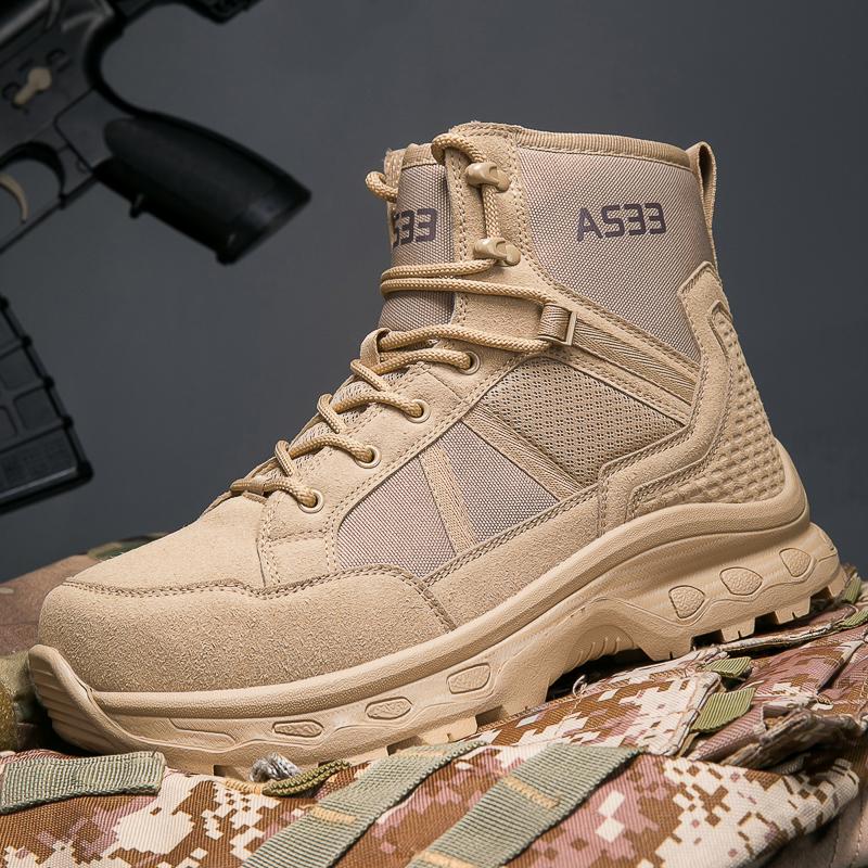 Autumn Winter Men s High-Top Outdoor Boots New Style Climbing Mountain Off-Road Tactical Boots Comfortable Shoes Large Size 39 бежевый