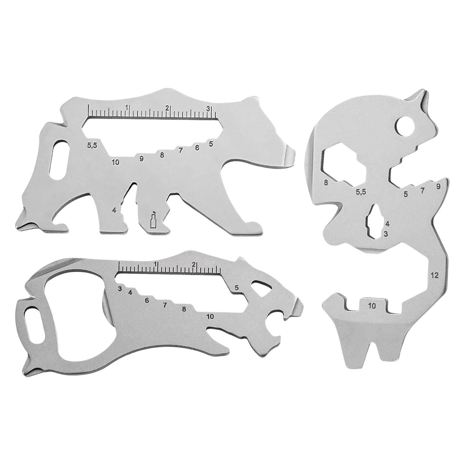 

3 шт. Многофункциональный инструмент открывалка для бутылок ручной инструмент маленькая карточка брелок для кемпинга и походов серебряный