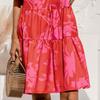 Women's Summer Mini Dress Puff Short Sleeve V Neck Pleated Dress Boho
