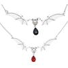 Gothic Vampire Bat Clavicle Chain Sweater Necklace Halloween Witch Bat Waterdrop Pendant Necklace Gift for Bat Lover